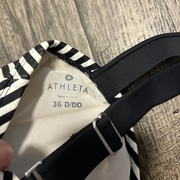 Athleta Pura Swim Dress Black White Striped 36D 36DD Underwire - Picture 5 of 6